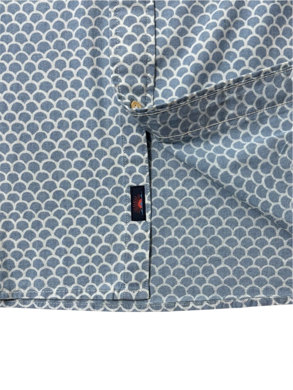 Faherty Blue and White Fish Scale Short-Sleeve Button-Down Shirt - Picture 8 of 15